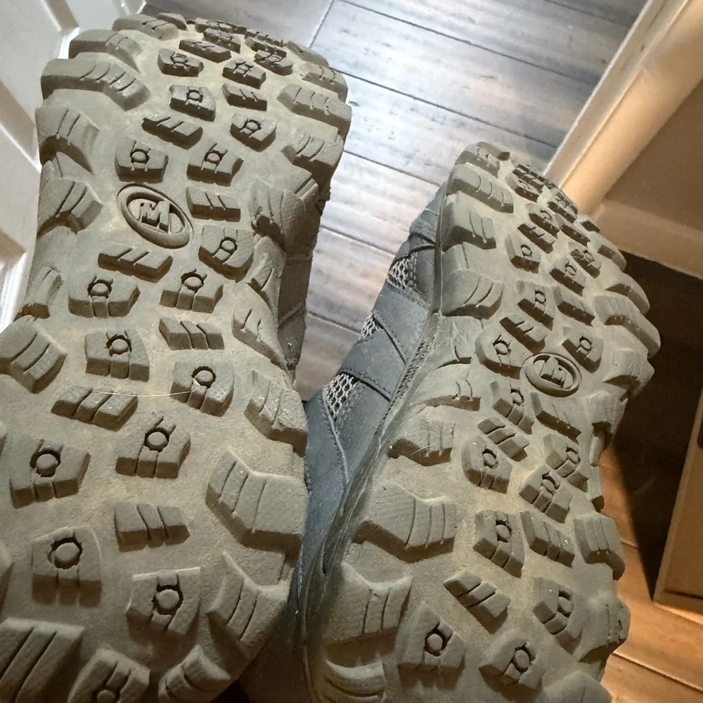 Merrell Taupe and Teal velcro Slip-On hiking Shoes - Picture 8 of 13